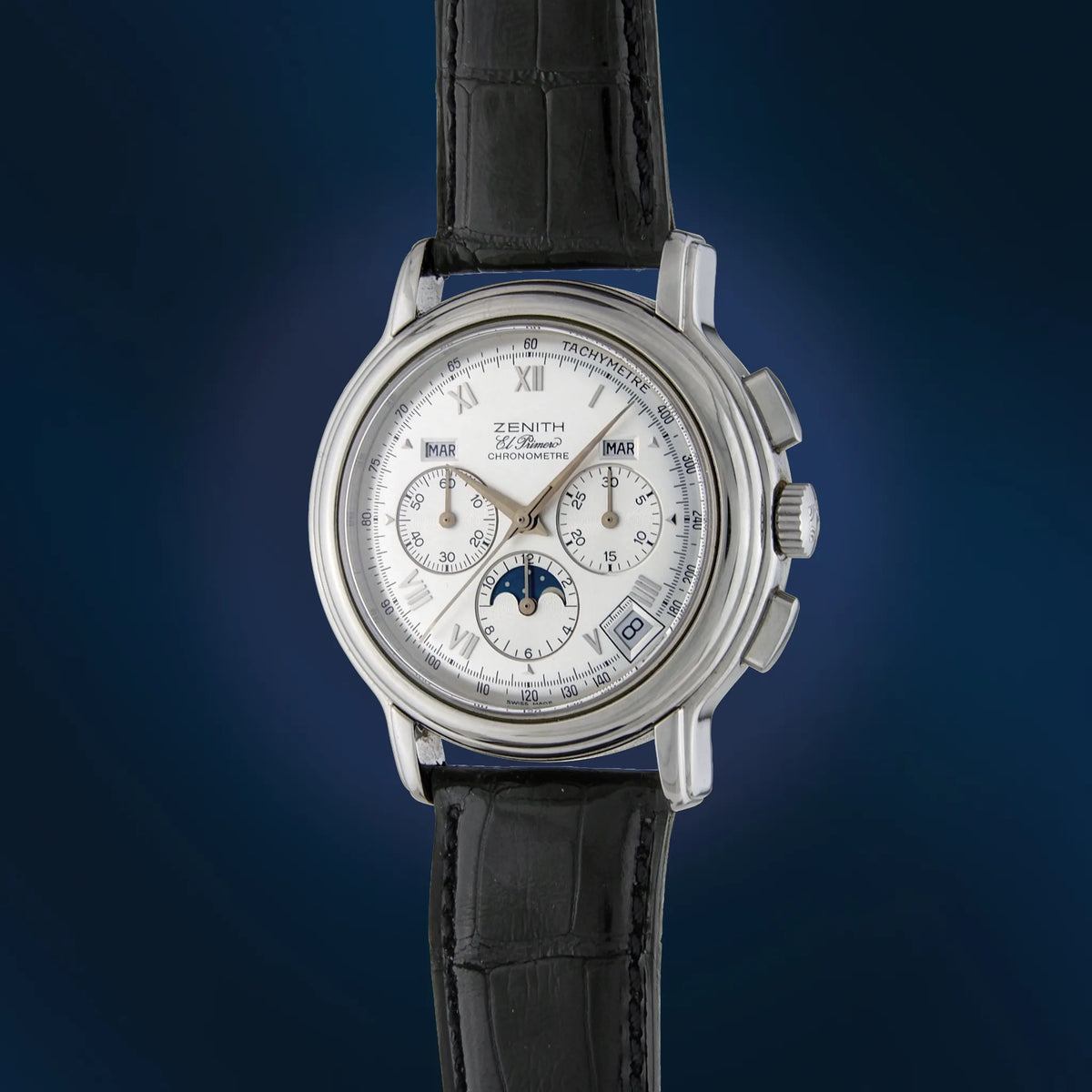 1990s Zenith El Primero Chronomaster Moon Phase Ref. 01 0240 410 Caliber 410 for sale on Vintage Watch Leader 