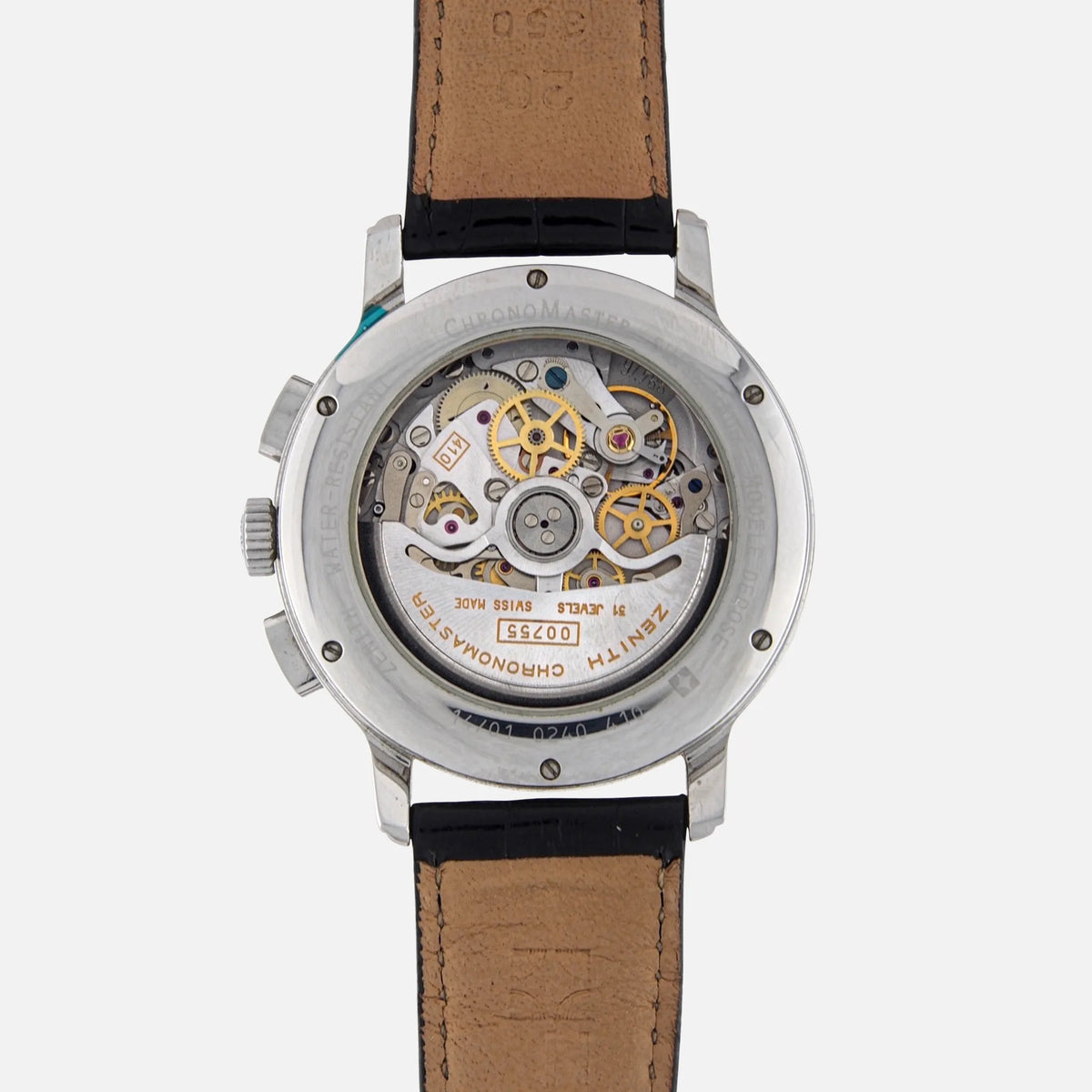 Back Movement of 1990s Zenith El Primero Chronomaster Moon Phase Ref. 01 0240 410 Caliber 410 for sale on Vintage Watch Leader 