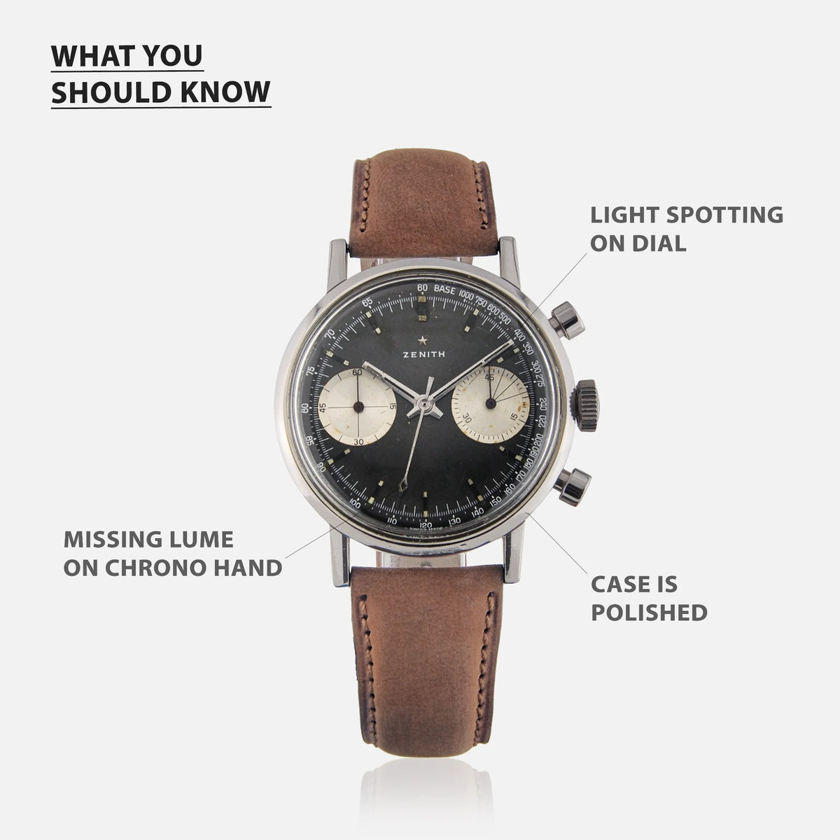 1960s Vintage Watch Zenith Chronograph Movement 146-DP Martel Ref. A271 With Reverse Panda Dial in Stainless Steel