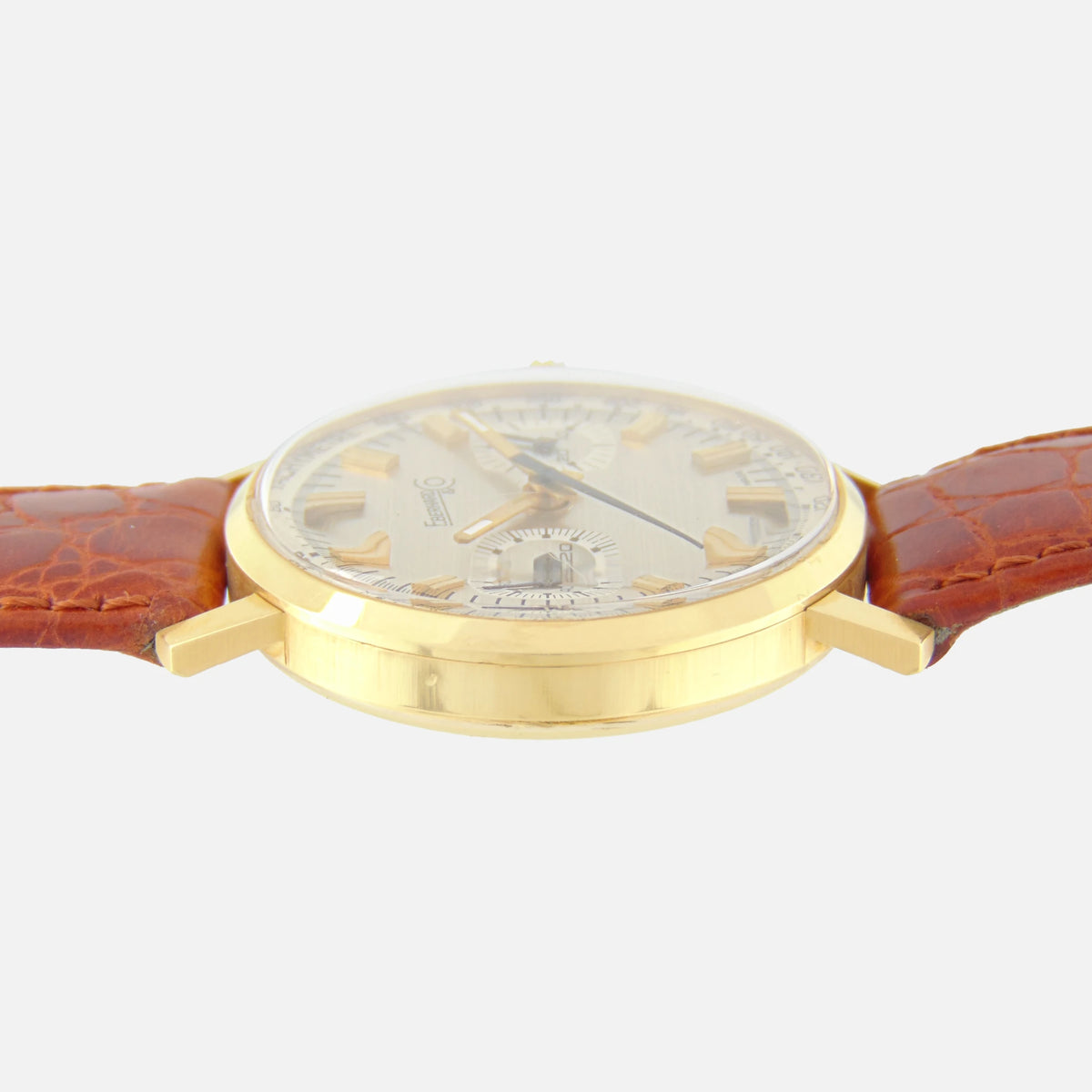 1970s Vintage Eberhard &amp; Co. Chronograph Manual Watch Extra Fort Wristwatch Ref. 31007 Cal. 324 in 18Kt Yellow Gold for sale on Vintage Watch Leader Shop Seller with Free Shipping
