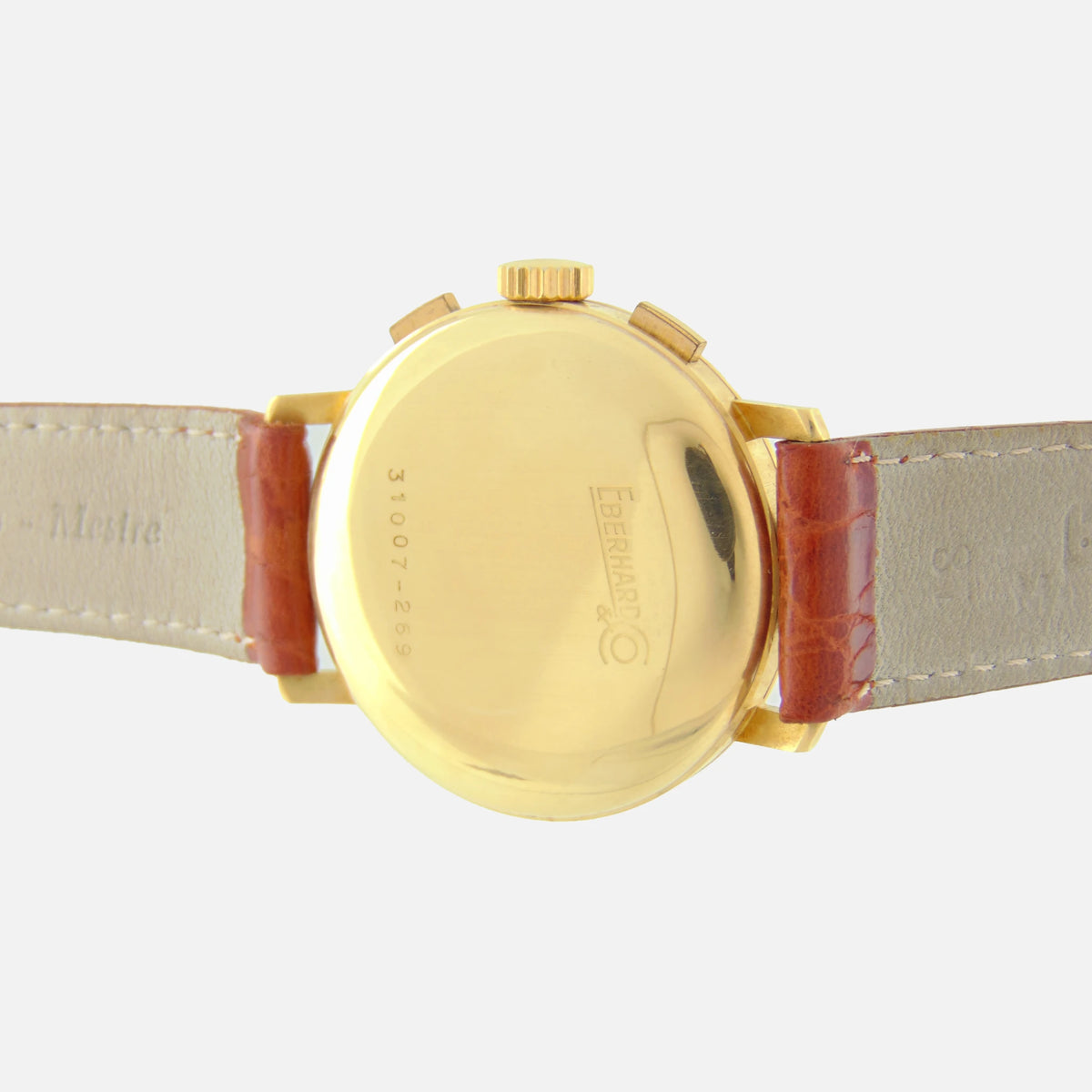 1970s Vintage Eberhard &amp; Co. Chronograph Manual Watch Extra Fort Wristwatch Ref. 31007 Cal. 324 in 18Kt Yellow Gold for sale on Vintage Watch Leader Shop Seller with Free Shipping