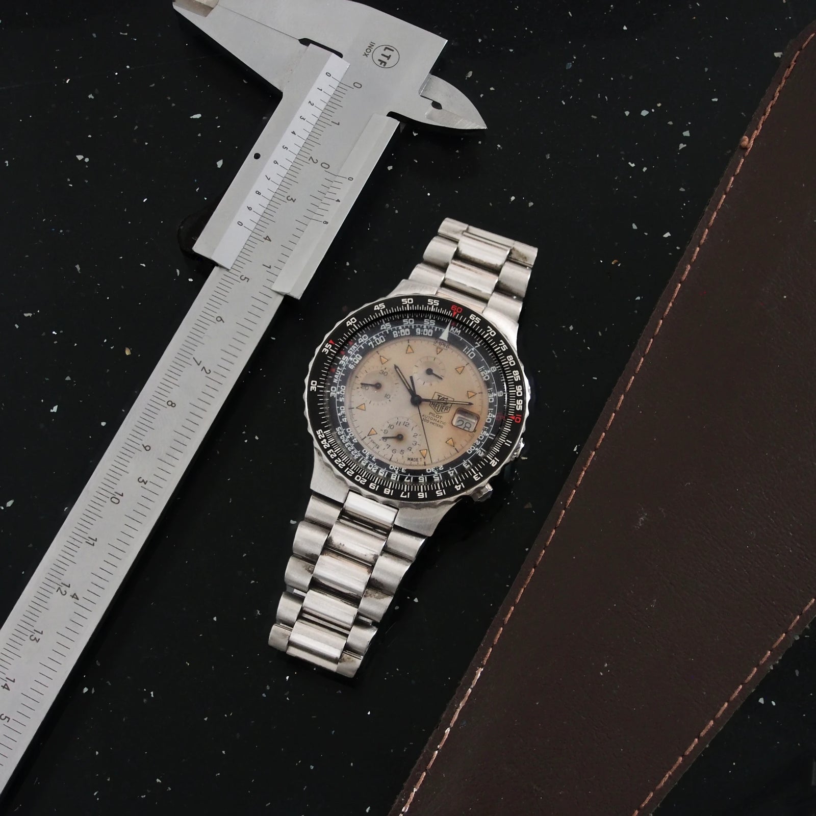 1980s Vintage and Pre Owned Tag Heuer reference 130.006Pilot Chronograph Professional Watch Watches Automatic in stainless steel in great condition for sale on Vintage Watch Leader | Professional Dealer with free shipping