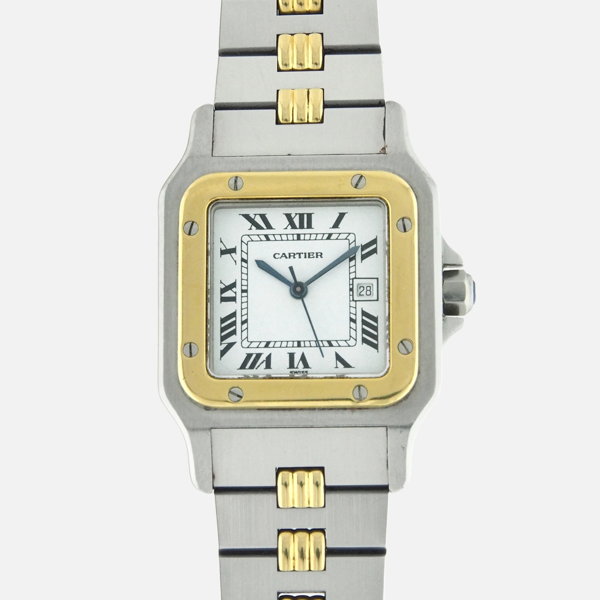 1980s Cartier Santos Ref. 2961 on Godron Bracelet - Vintage Watch