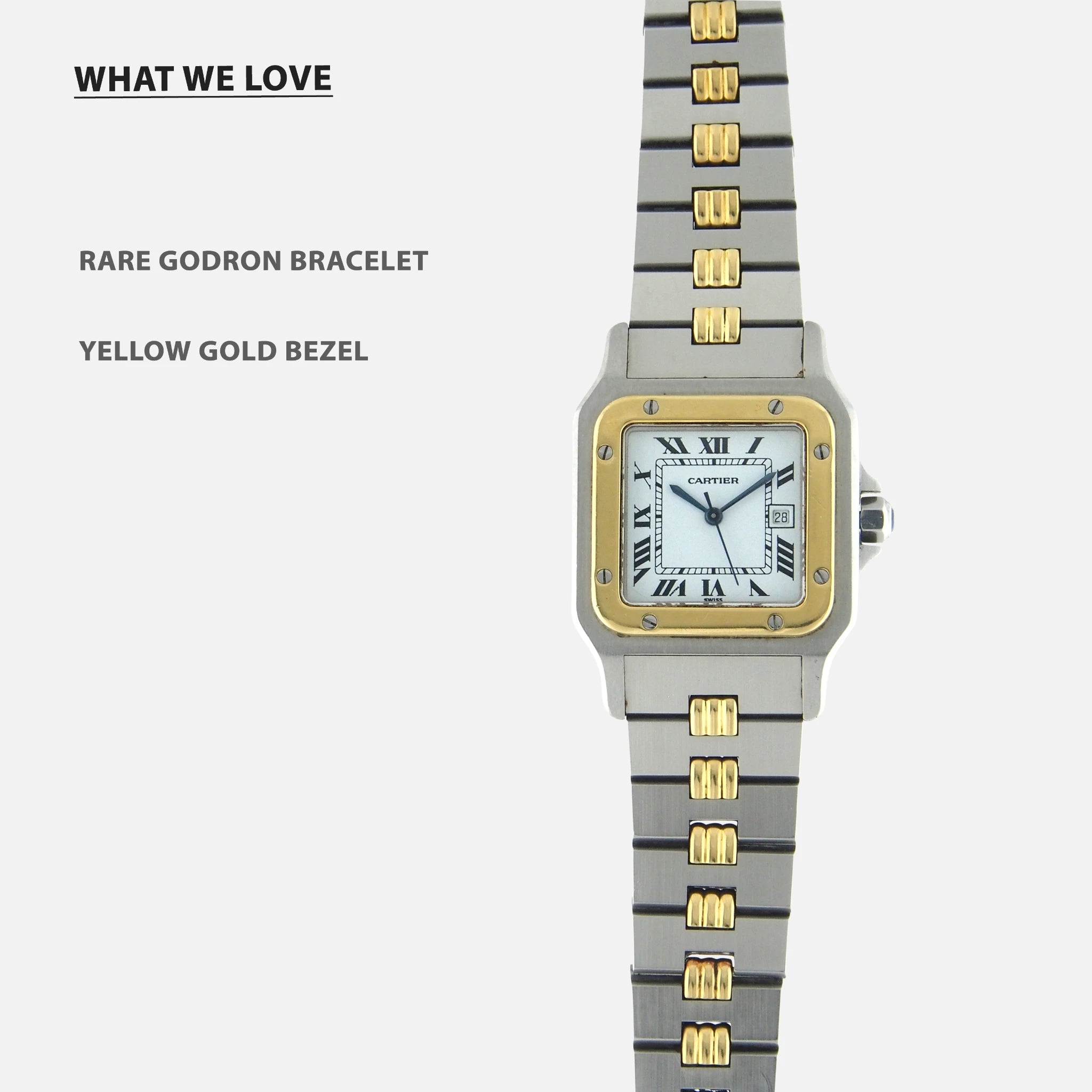 1980s Cartier Santos Ref. 2961 on Godron Bracelet - Vintage Watch