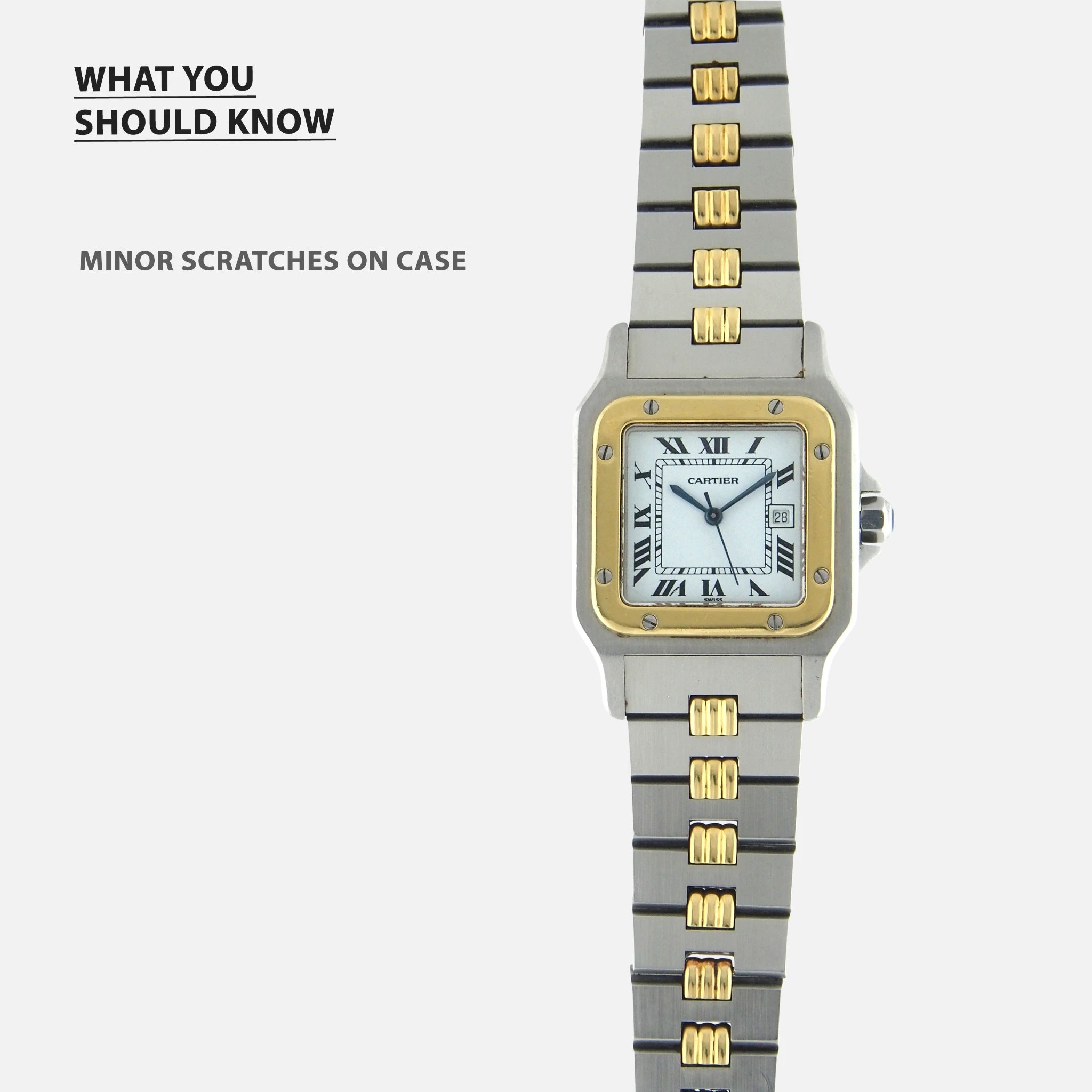 1980s Cartier Santos Ref. 2961 on Godron Bracelet - Vintage Watch