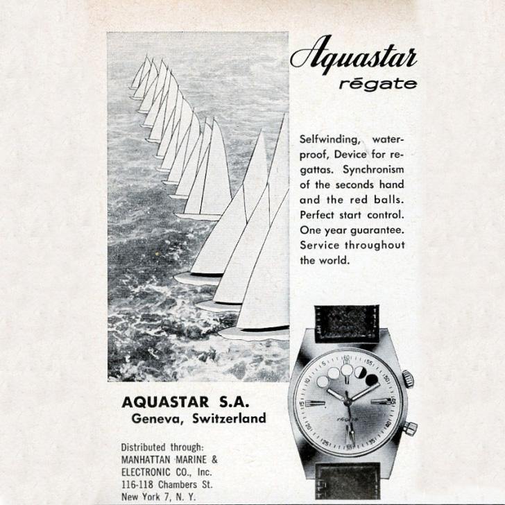 Aquastar Regate - 4000N The first, rare and stainless steel automatic Regate Yachttimer Wristwatch - Advert
