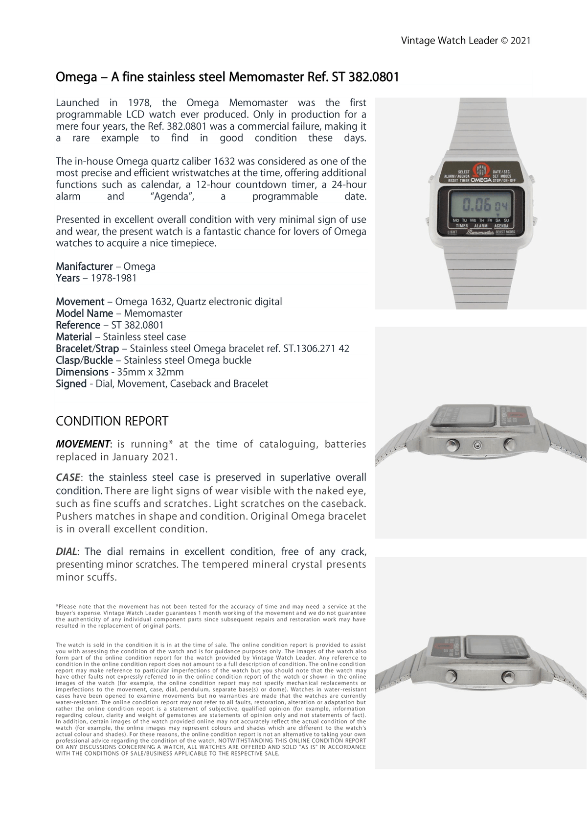 Condition Report - 1970s OMEGA Memomaster Ref. 382.0801 - Vintage Watch Leader