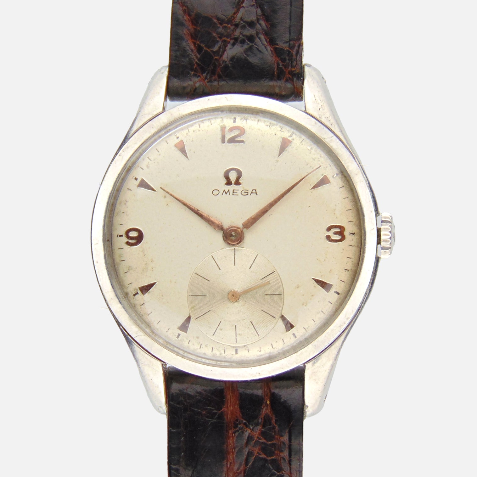 Omega Ref. 2505 A very fine oversize and stainless steel wristwatch Vintage Watch Leader
