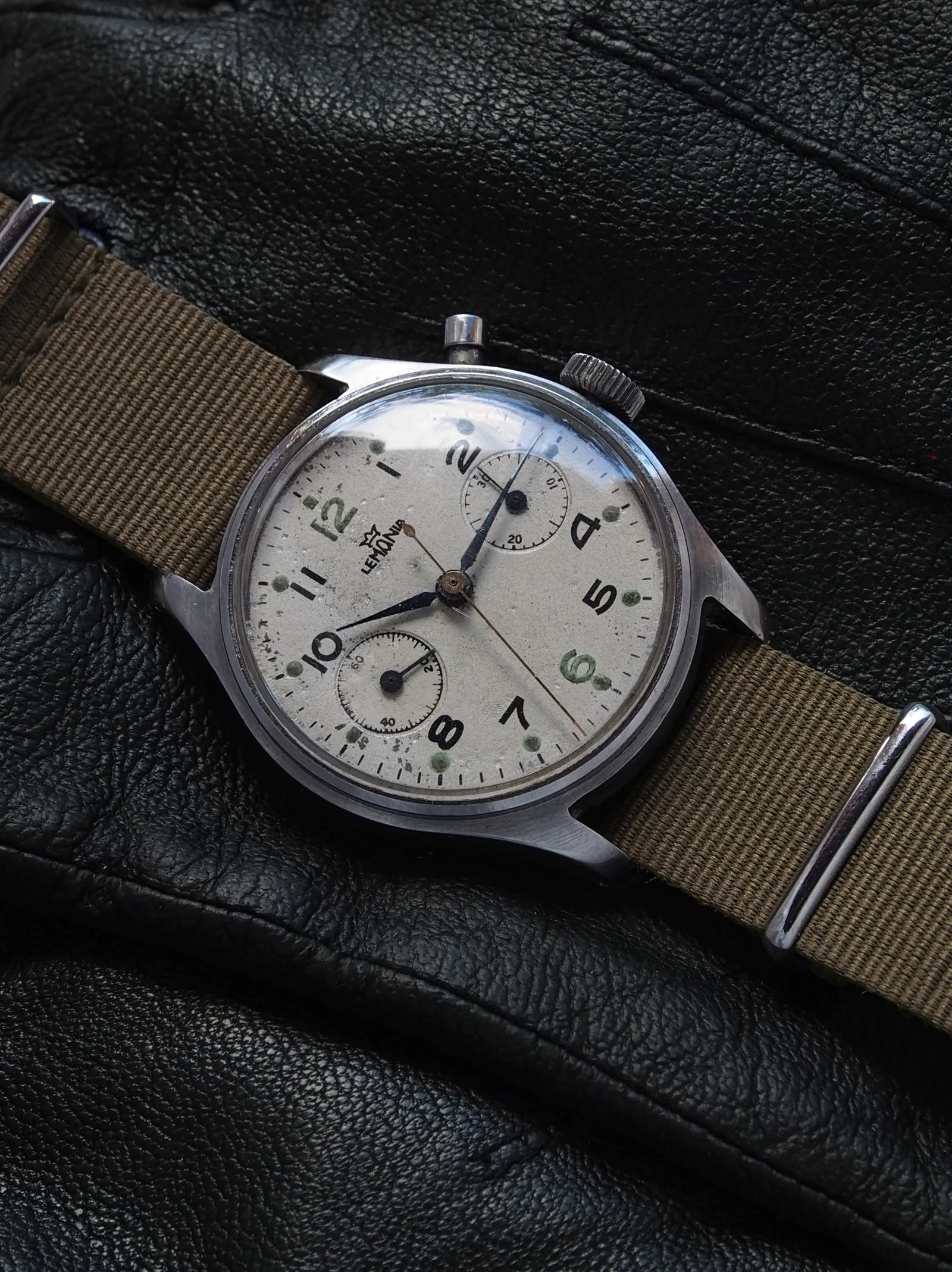 Lemania - HS9 A Fine and Rare Stainless Steel Military Chronograph with Signed Caseback - Vintage Watch Leader