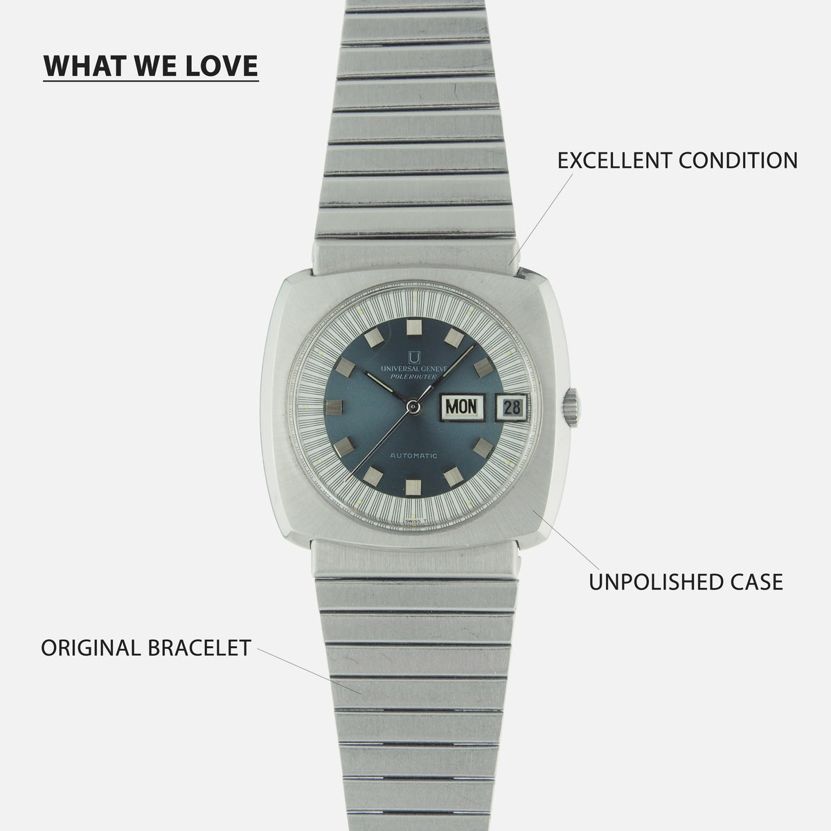 1970s Universal Genève Polerouter Day Date Automatic Microrotor for sale Ref. 872101 - Vintage Watch Leader