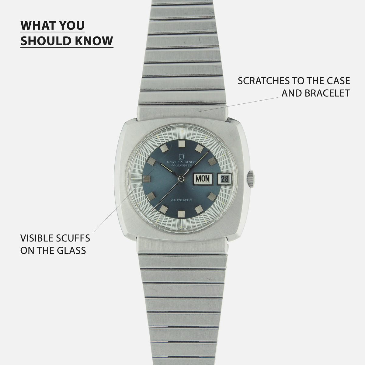 1970s Universal Genève Polerouter Day Date Automatic Microrotor for sale Ref. 872101 - Vintage Watch Leader