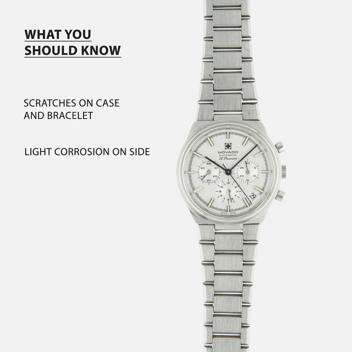 1970s Movado Zenith El Primero Chronograph Vintage Automatic Ref. 01.0180.434 3019PHC - Vintage Watch Leader